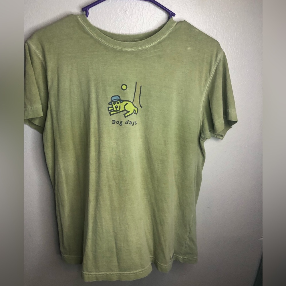 Life Is Good "Dog Days" Women Green Top Size Medium
